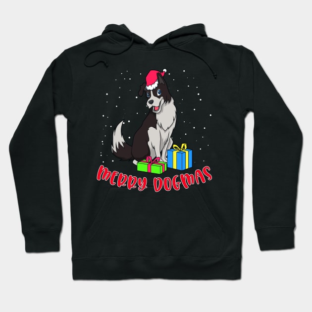 Christmas Border Collie - Merry Dogmas Hoodie by Modern Medieval Design